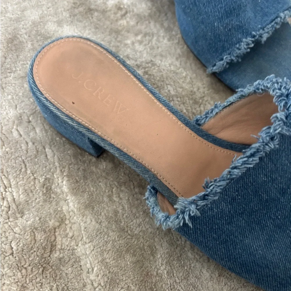 J.Crew Denim Low Heel Mules Sandals